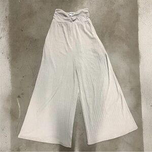 Women’s Bucket List Wide Leg High Waist Ribbed Knit Grey Pants drapey palazzo